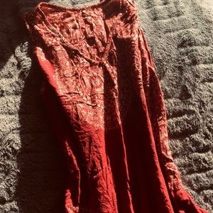 Bohemian Red Loose Print Dress